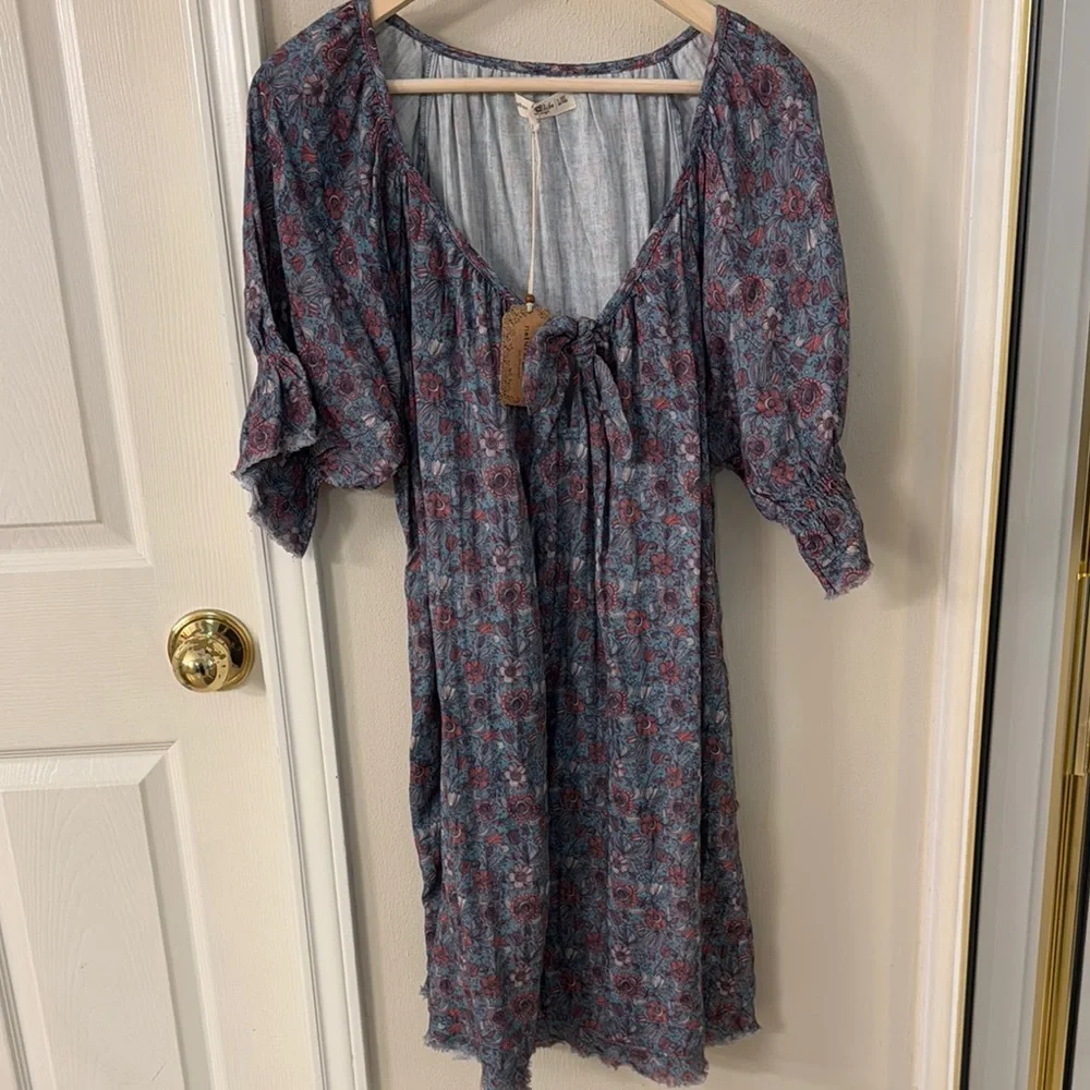 NATURAL LIFE Floral Midi Dress - Blue and Red - Picture 2 of 5